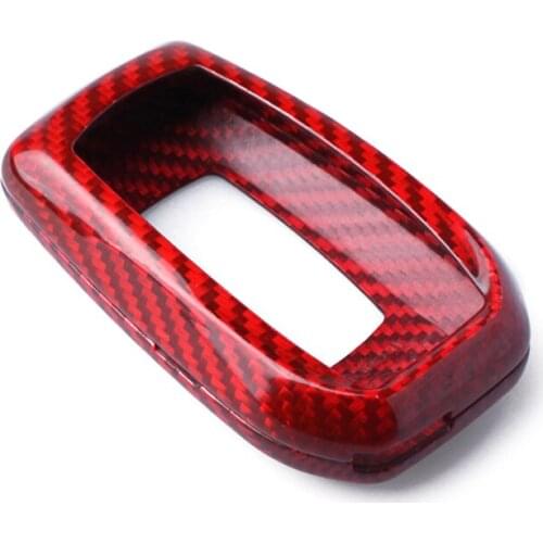 1 Set Carbon Fiber Red Remote Key Case Fob Shell Cover Fit for Toyota Alphard RAV4 Hilux Car Decoration