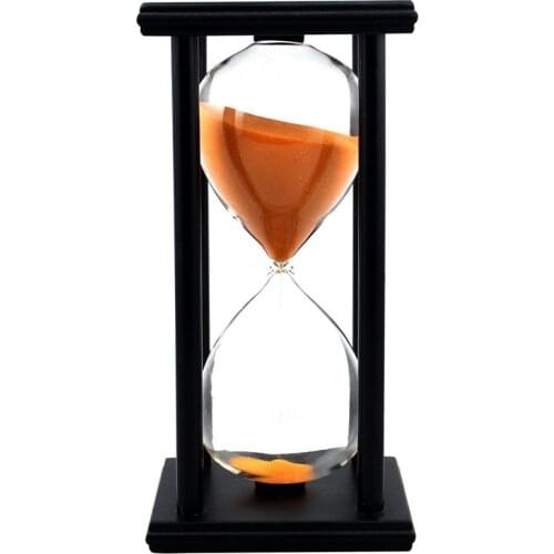 Colors! 60Min Wooden Sand Sandglass Hourglass Timer Clock Decor Unique Gift Type:60Min Black Frame Orange Sand Retail