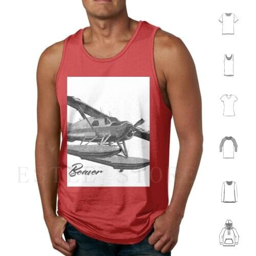 Dehavilland Dhc-2 Beaver Floatplane Sketch Tank Tops Vest Cotton Dehavilland Dhc 2 Beaver Floatplane Seaplane Sketch Airplane