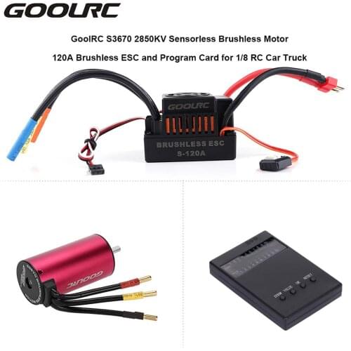 GoolRC S3670 2850KV Sensorless Brushless Motor 120A Brushless ESC and Program Card Combo Set for 1/8 RC Car Truck