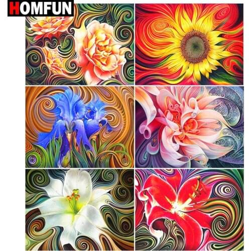 HOMFUN Full Diamond Embroidery "Flower mandala" Diamond Painting Cross Stitch Patterns Rhinestone Unfinished Home Decor