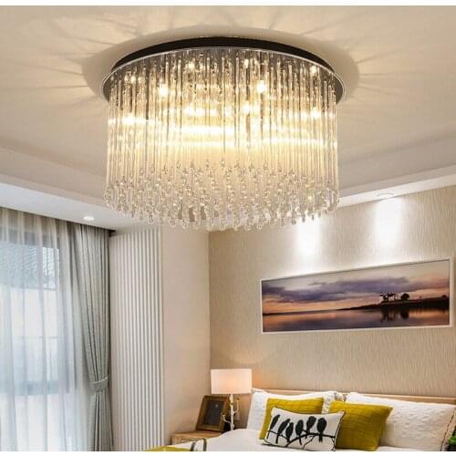 Crystal LED Ceiling LightIing Fixtures luxury Stainless Steel Plafonnier Bedroom Ceiling Lamps For Living Room Avize Luminaire