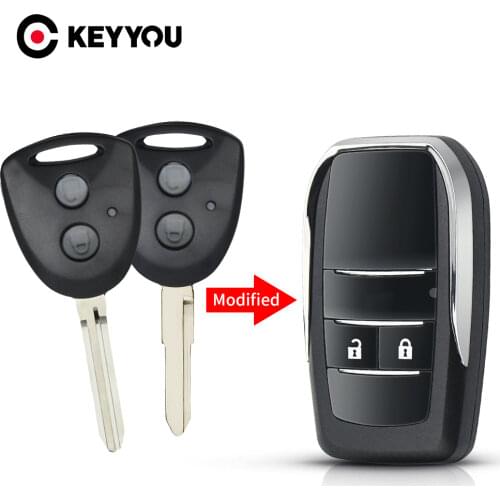 KEYYOU 2 Buttons Modified Flip Car Key Shell Case For Toyota Camry Corolla Vigo Avlon Rav4 Reiz Yaris Sigra 4Runner Fit Daihatsu