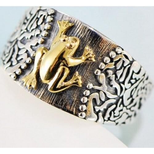 New s925 pure silver ring for men and women vintage Thai silver carved totem lucky toad ring trendy man ring