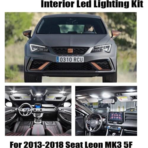 16pcs Canbus Error Free LED Interior Reading Dome Lights Kit For 2013-2018 Seat Leon MK3 5F 5F1 5F5 5F8 License Plate Lamp