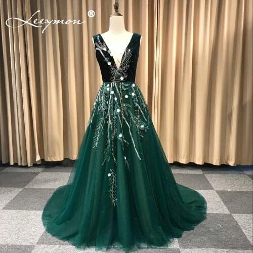 Leeymon Custom Made long Elegant Appliques A-Line floor length Lace High End Pink Evening Party