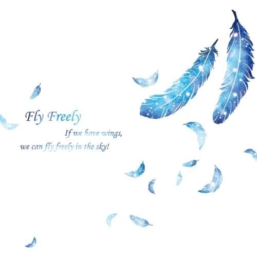 Flying Feather Wall Stickers Home Decor Living Room Bedroom Kids Rooms Butterfly Flower Wall Sticker Nodic Decoration Home