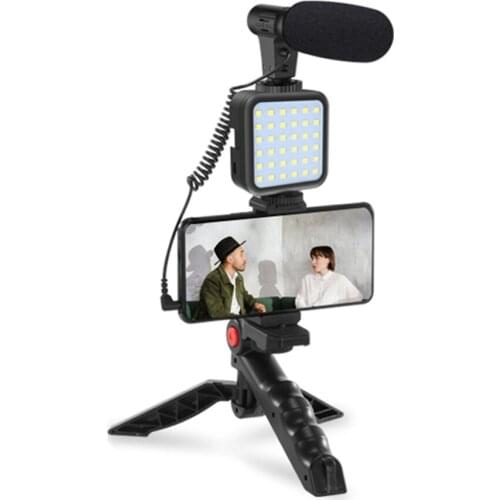 Smartphone Vlogging Kit Video Recording Equipment with Tripod Fill Light Shutter for Camera Phone Photography Set Mic Vlogger