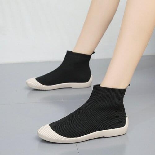 2021New Korean Style Flat Knit Short Tube Fashion Boots Childrens Net Celebrity Comfortable and Fashionable Womens Boots