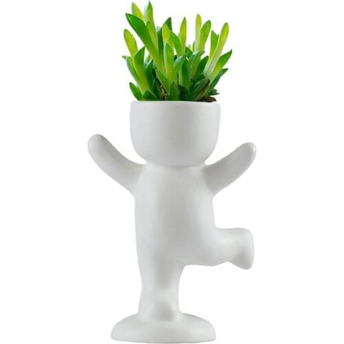NEW Human Shaped Plant Pot Ceramic Cactus Planter Figurine Mini Plant Pots Succulent Planter Room Decoration Ornaments Crafts