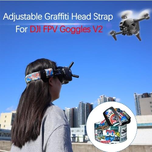 For DJI FPV Combo Drone Goggles Adjustable Head Strap with Battery Fixed Hole Glasses V2 Colorful Graffiti Headband Accessories
