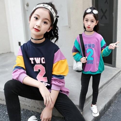 2018 Girls 'autumn Thickened Clothing New Sports Letter Long-sleeved T-shirt Jacket Pure Cotton Casual Coat
