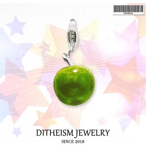 Green Apple Charms Pendant, 2018 Fashion Jewelry 925 Sterling Silver Romantic Gift For Women Girls Fit Bracelet Necklace Bag