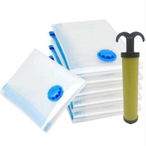 Transparent Clothes bag Foldable Zip Organizer Bag Space Saving Seal packet Vacuum Bag for Clothes Storage Bag With Valve