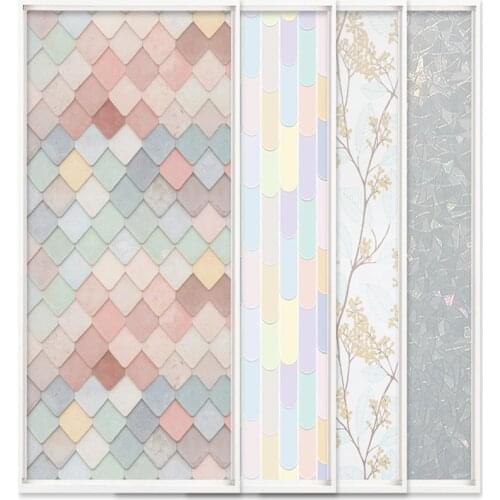 Variety of electrostatic glass stickers opaque bathroom window anti-peep bathroom door frosted shading window film