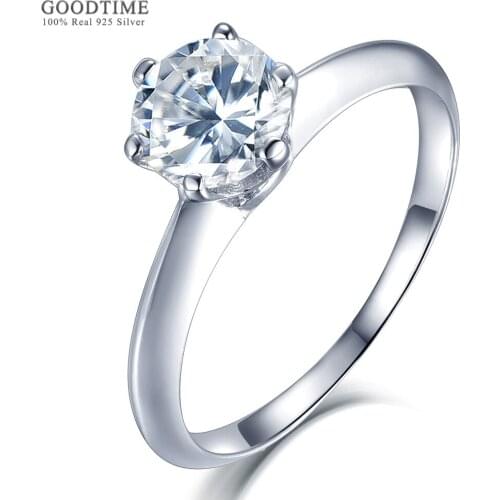 Luxury Women Wedding Ring Pure 100% 925 Sterling Silver Shine Moissanite Ring Anniversary Valentines Jewelry Gift For Lover