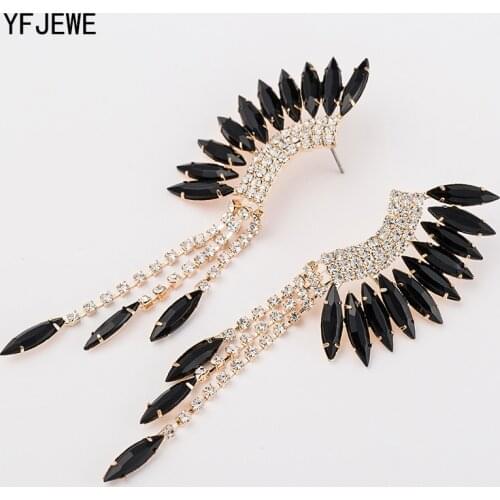 YFJEWE New Fashion Peacock Tassel Rhinestone Earring 3 Color Long Drop Earrings Jewelry Wedding Party Accessories Female E045