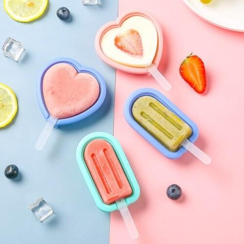 Love Ice Cream Silicone Ice Cream Mold Reusable Popsicle Molds DIY Homemade Cute Cartoon Ice Cream Popsicle Ice Pop Maker Mould