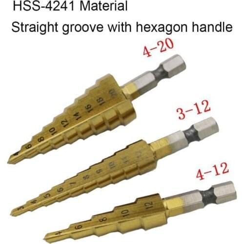 3-12mm 4-12mm 4-20mm Step Cone Drill Bit Hexagonal Shank High Speed Steel Hole