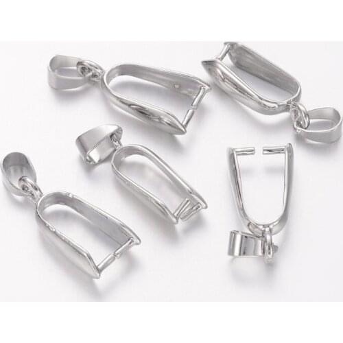 10pcs Brass Bails,Ice Pick & Pinch Bails for jewellery DIY making supplies accessories, 28x12mm, Hole: 4mm, Platinum F80