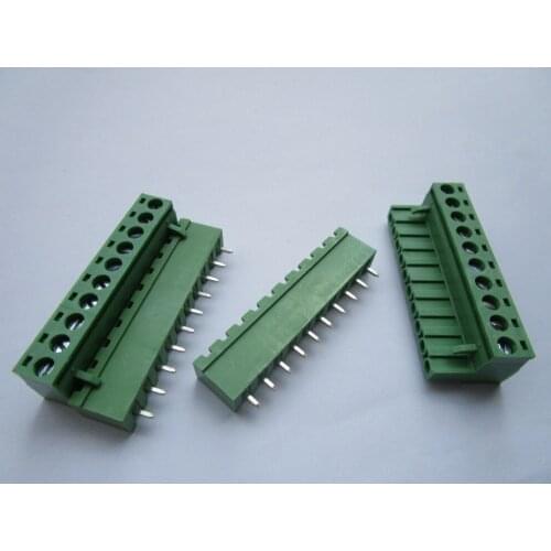 Close Straight 10 pin 5.08mm Screw Terminal Block Green Connector Pluggbale Type 30 Pcs Per Lot
