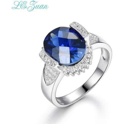 I&zuan 100% 925 Sterling Silver Fine Jewelry Sapphire Gemstone Luxury Rings For Women Checkerboard Cut Gems Ring R0050-W02