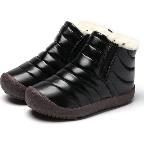 Winter Kids Snow Boots Little Girl Shoes Solid Color Plush Warm Children Shoes Non-slip Student Boys Ankle Boots Size25-39 SD045