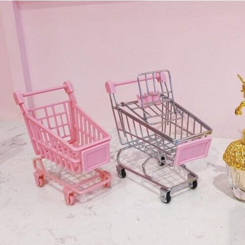 1pcs Simulation Mini Shopping Cart Kids Pretend Toy Hand Shopping Decoration Trolley Simulation Cart Children Mini O6Z6