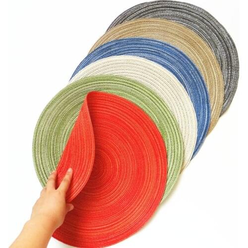 1PCS Coaster Table Mat Ramie Insulation Pad Solid Round Design Placemats Linen Non Slip Kitchen Accessories