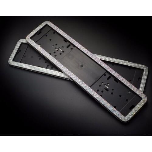 1 pcs Luxurious Diamonds alloy Steel European Universla Car License Plate Frame Number plate Holder Front and Rear Eu Plate