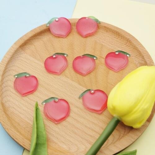 10pcs DIY Resin Fruit Peach Charms Dangle Simulated Food Sweet Pink Peach Pendants Craft Decoration Jewelry Earring Accessories