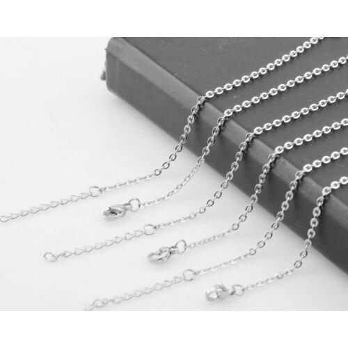 10pcs in Lots Womens Silver Strong Stainless Steel Rolo link Chain Necklace with 1 inch extender chain