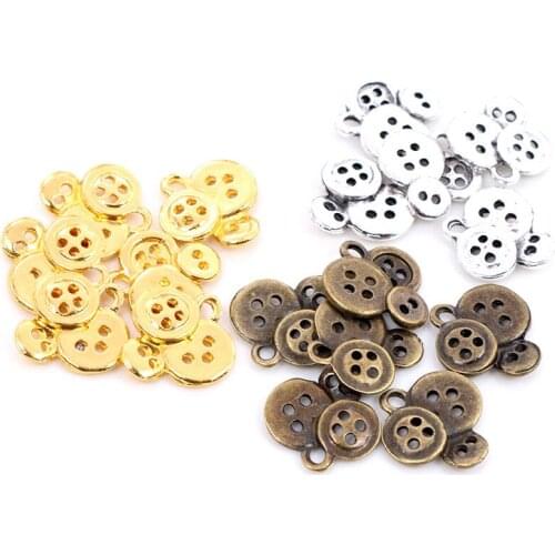 15x14mm 20pcs Antique Bronze Plated Button Handmade Charms Pendant:DIY for Bracelet Necklace Jewelry Making Supplies
