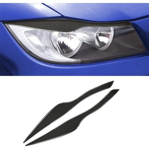 For BMW 3 Series E90 2005 - 2008 2009 2010 2011 2012 2pcs Carbon Fiber Headlamp Headlights Eyebrows Eyelids Bumper Decor Trim