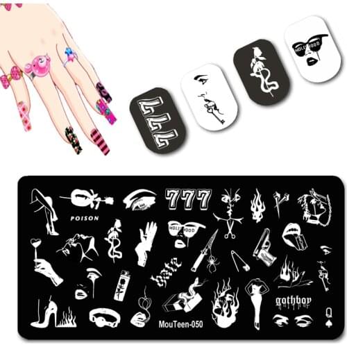 2021 New Arrival Gun Nail Stamping Templates Blade Mouth Nail Stamper European and American Style Nail Art Design #050