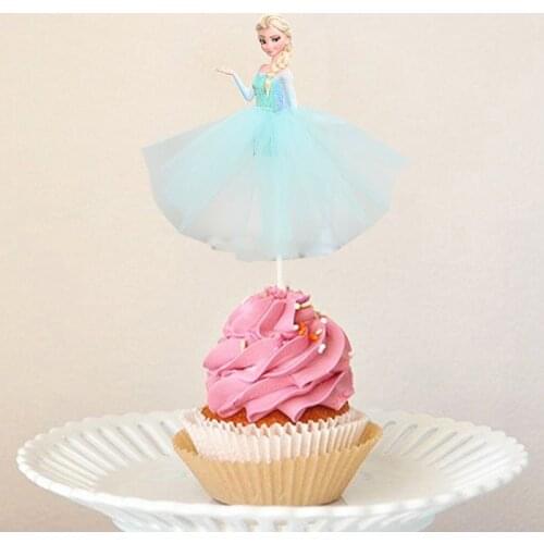 3pcs/lot Princess Party Theme 3pcs anna Cupcake Cake Topper For Girls Happy Birthday Party Cake Supplies cake decor supplies