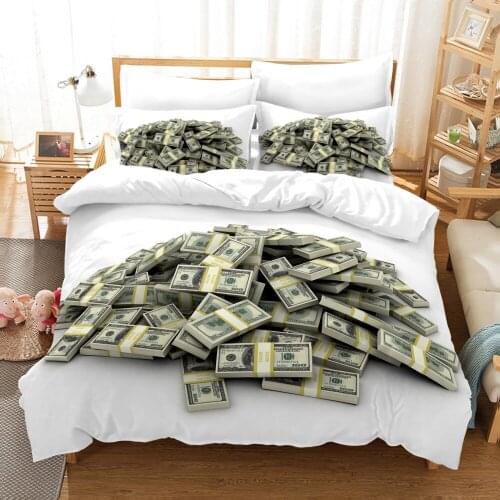 3D Money Printed Pillowcases Bedding Set Queen King Size Dropshipping High End King Queen Twin Full Single Double YB054