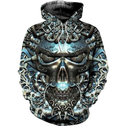 3D printing skull chain shirt fashion casual Street hip hop Sweatshirt Hoodie---vvv