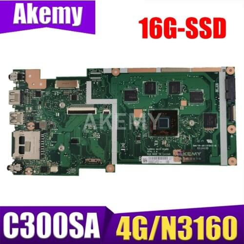 90NB0BL0-R02101 For ASUS C300SA C300S motherboard Laptop REV2.0 C300SA Main Board W/ 4G RAM N3160 4-Cores CPU 16G-SSD