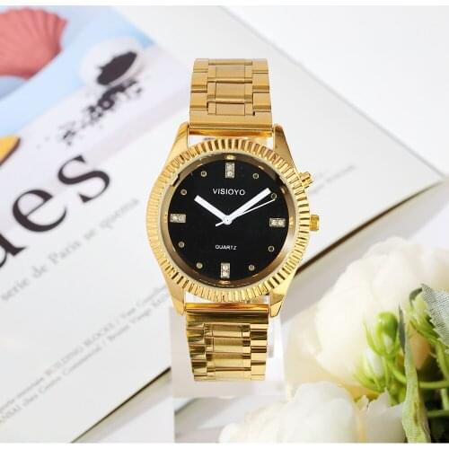 English Talking Watch with Alarm Function, Talking Date and time, Black Dial, Folding Clasp, Golden Case TAG-303