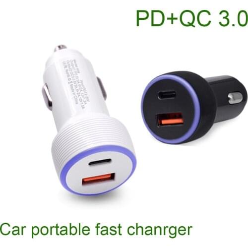 1PCS Type C Car Chager USB C Adapter Vehicle Fast Chargers Multi Voltage QC 3.0 Quick Charging PD Smart Charger With Night Light
