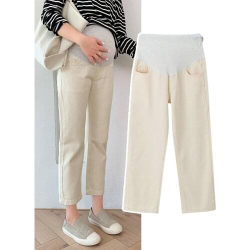 Pregnant Womens Trousers Spring Wear Fashion Pregnant Womens Jeans Nine Straight Pants Autumn And Winter Tide