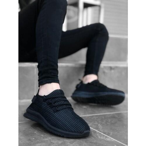 BA0167 Thick Base Style Sneakers Black Men Sport Shoe