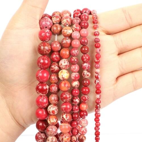 Natural Stone Beads Big Red Emperor Stone Loose Beads for Jewelry Making Needlework DIY Bracelet Strand 4-12 MM