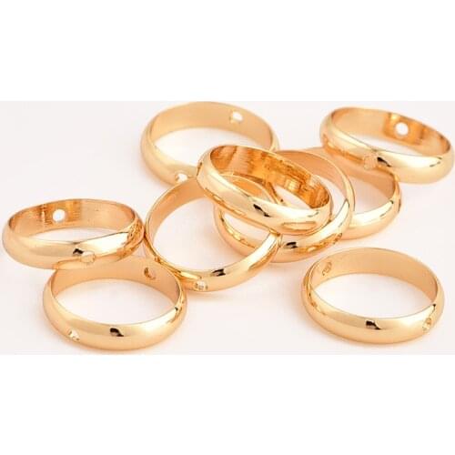 10Pcs 6MM 8MM 10MM Natural Stone Spacer Beads Jewelry Double Hole Circle Ring Needlework Making Connectors Gold DIY Accessories