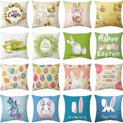 Easter Pillowcase Decorative Sofa Cushion Case Bed Pillow Cover Home Decor Car Cushion Cover Polyester Pillow Case 45*45cm