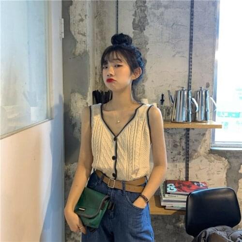 Women Corset Tops V-neck Knitted Vest Womens Loose Cardigan 2021 Summer Vest Sleeveless Top Vest Tank Camis Crop Top For Women