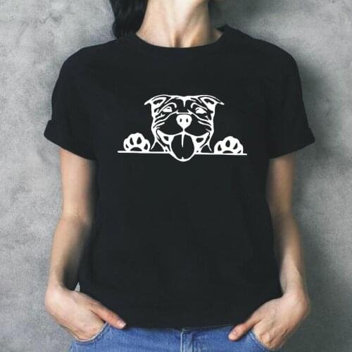 Harajuku Shirt Creative Paws Up Pitbull Bully Dog Print T Shirt Women Tops Cotton Summer Casual Tee Shirt Femme Camiseta Mujer