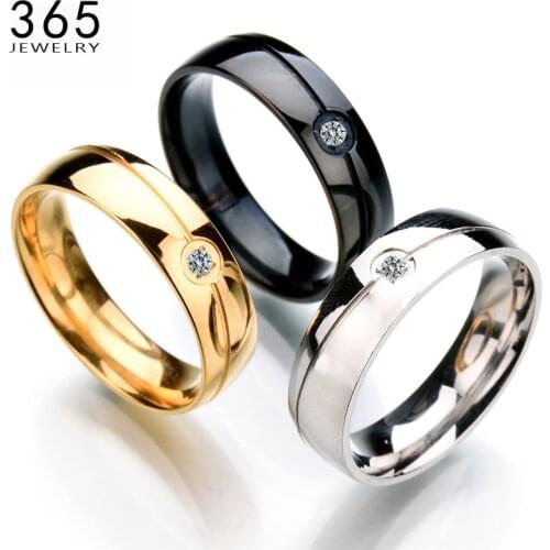 Top Quality Classical 316L Stainless Steel Inlaid Rings For Women Personality Simple CZ Stone Wedding Ring Engagement Gift