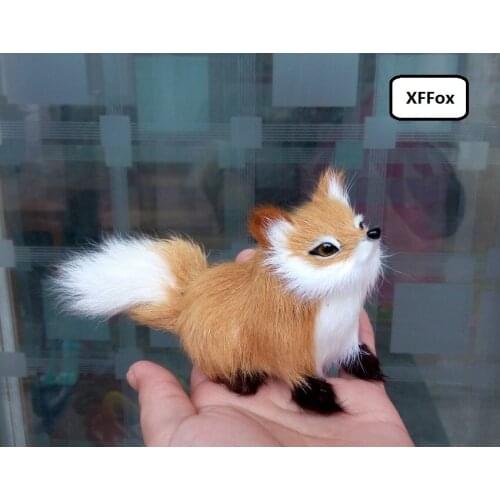 Cute small real life look up fox model plastic&furs yellow-brown fox doll gift about 11x6cm xf1674